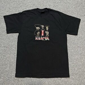Airborne Black Kenya Map Graphic Tee Shirt Large Safari Animals 90s‎ Style
